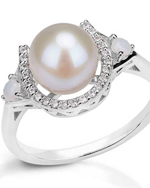 Image #1 - Kelly Herd Women's Sterling Silver Pearl Horseshoe Ring , Silver, hi-res