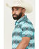 Image #2 - Rock & Roll Denim Men's Southwestern Print Short Sleeve Button-Down Stretch Polo Shirt, Turquoise, hi-res
