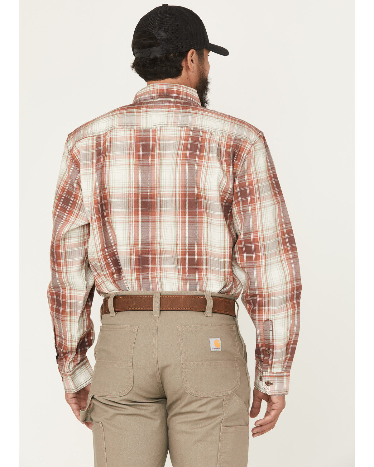 Image #4 - Carhart Men's FR Force Rugged Flex® Loose Fit Midweight Plaid Print Long Sleeve Button-Down Work Shirt, Wine, hi-res