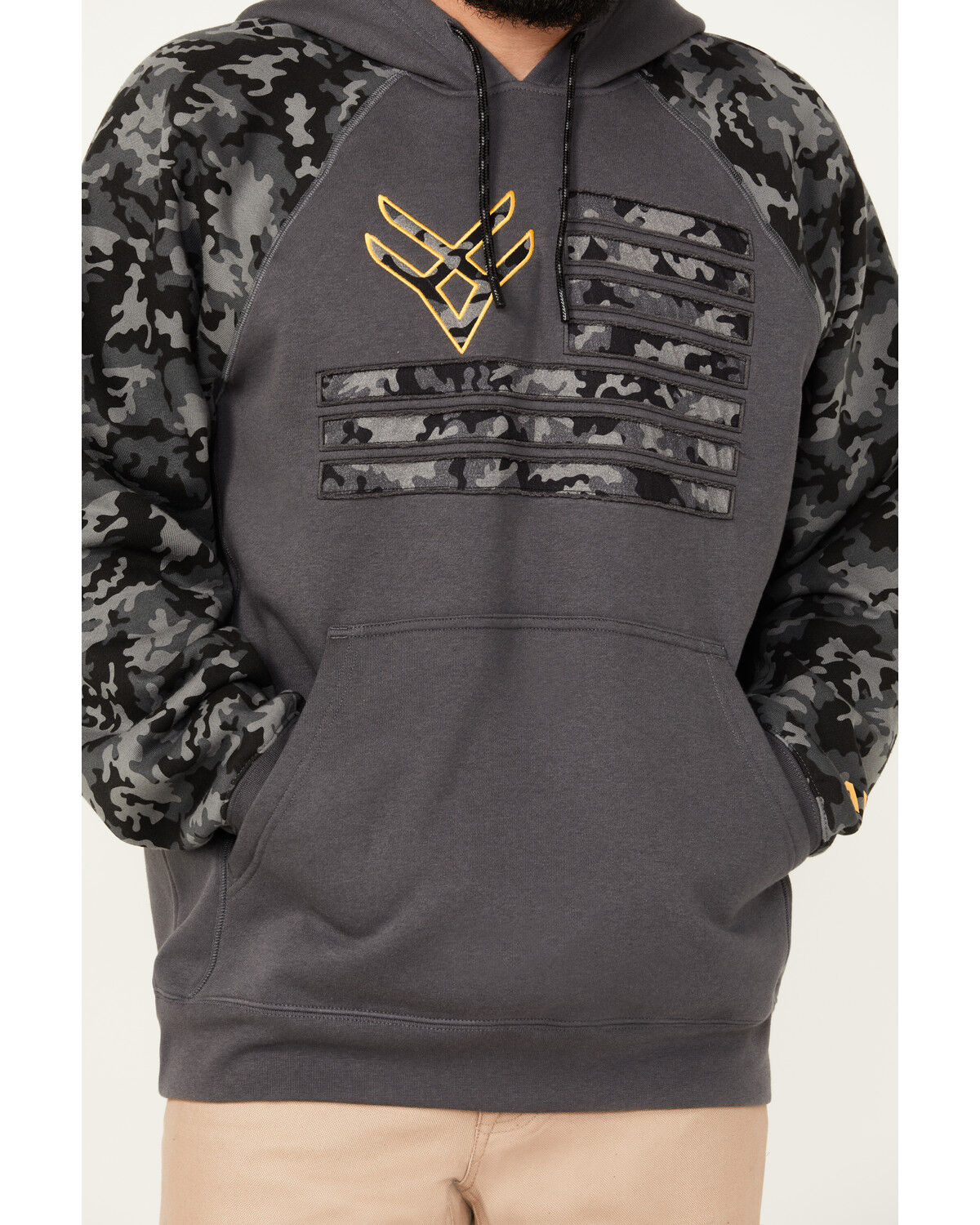 Image #4 - Hawx Men's Raglan Water Resistant Hooded Work Sweatshirt, Charcoal, hi-res
