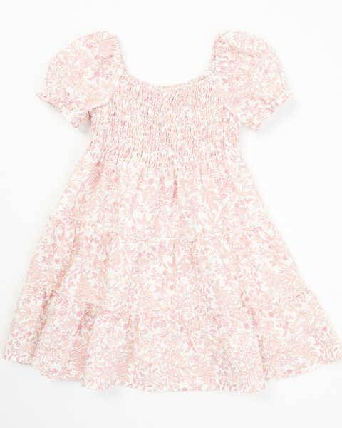 Image #1 - Yura Toddler Girls' Floral Print Short Puff Sleeve Dress, Pink, hi-res