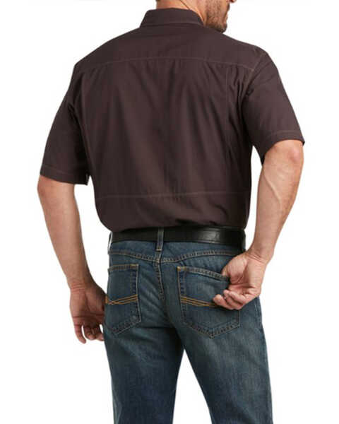 Image #2 - Ariat Men's VentTEK Outbound Short Sleeve Button-Down Western Shirt - Tall, Chocolate, hi-res
