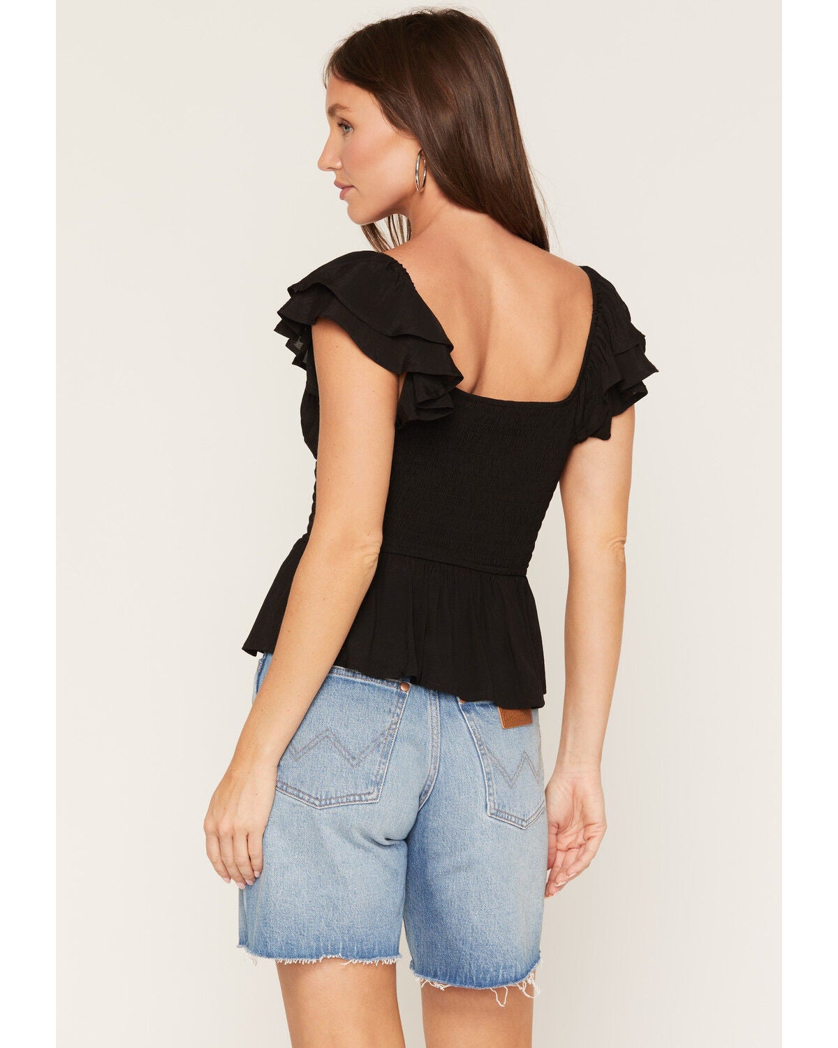 Image #4 - Ash & Violet Women's Flutter Sleeve Corset Top, Black, hi-res