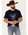 Cody James Men's Heather Navy Eagle Western Graphic Short Sleeve T-Shirt , , hi-res