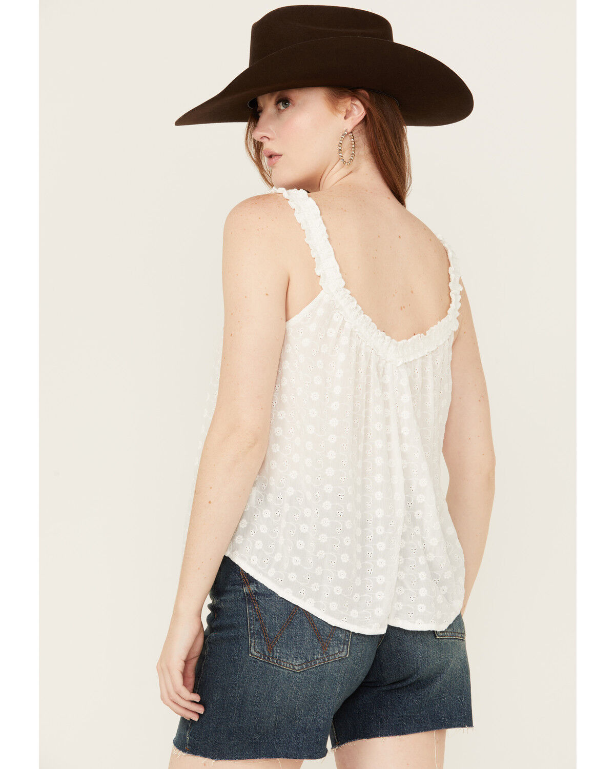 Image #4 - Eyeshadow Women's Eyelet Tank Top, White, hi-res