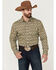 Image #1 - Gibson Men's Funk Geo Print Long Sleeve Button-Down Western Shirt, Olive, hi-res