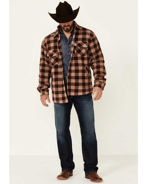 Outback Trading Co Men's Plaid Long Sleeve Button-Down Western Flannel Shirt , Lt Brown, hi-res