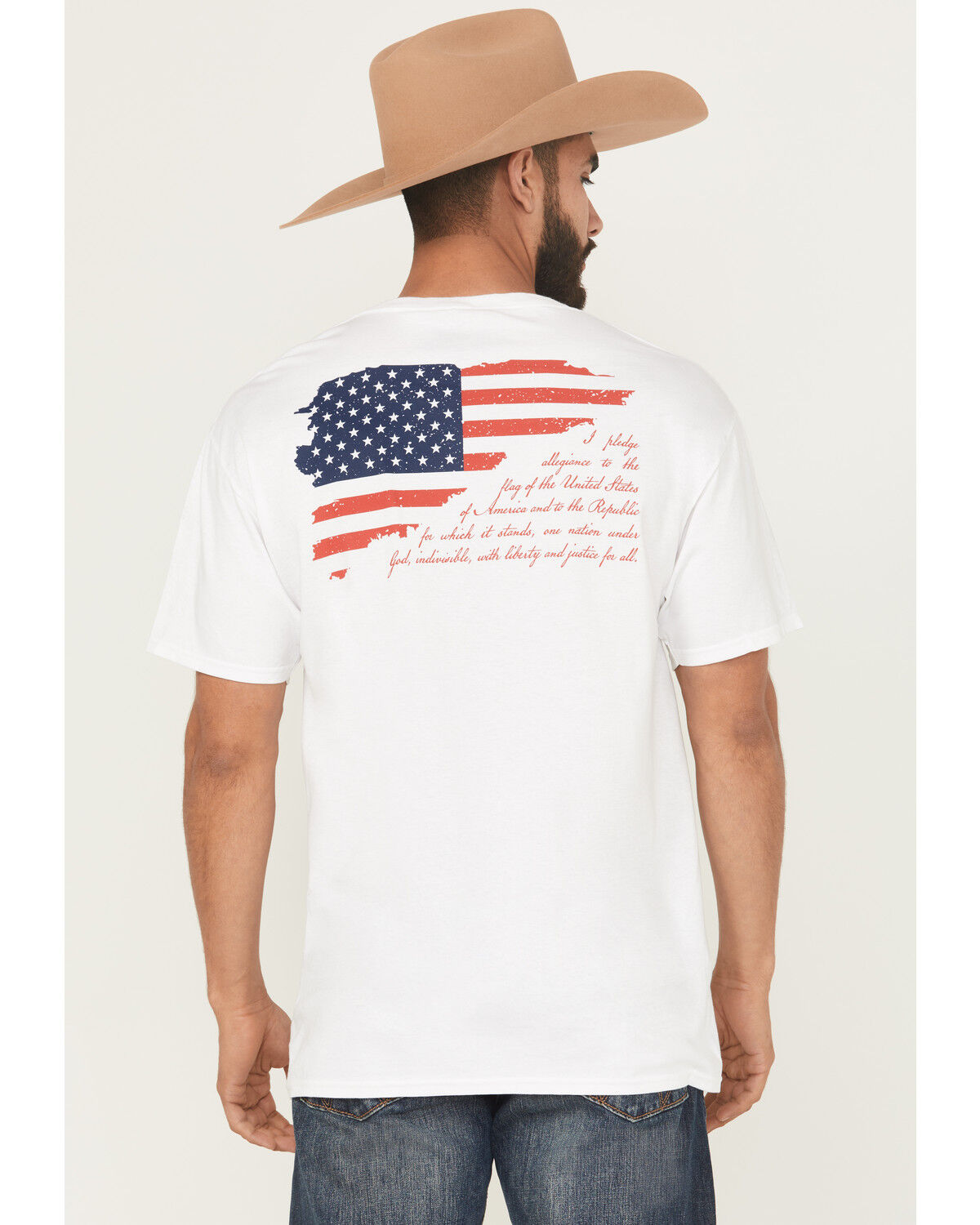 Image #1 - Kick Brass Men's Pledge Of Allegiance Short Sleeve Graphic T-Shirt, White, hi-res