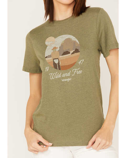 Image #3 - Wrangler Women's Wild & Free Desert Scene Logo Short Sleeve Graphic Tee, Green, hi-res