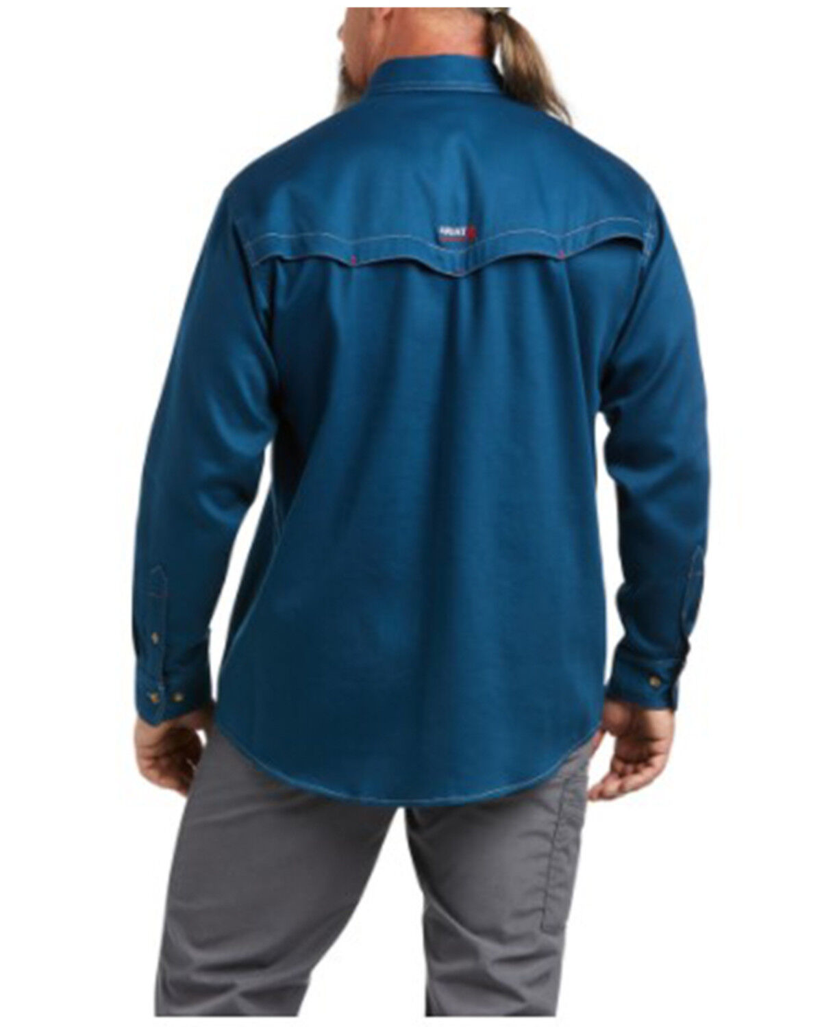 Image #2 - Ariat Men's FR Solid Long Sleeve Button Down Work Shirt - Tall, Teal, hi-res