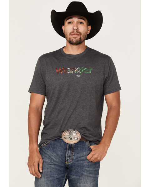 Image #1 - Wrangler Men's Mexico Logo Graphic T-Shirt , Charcoal, hi-res