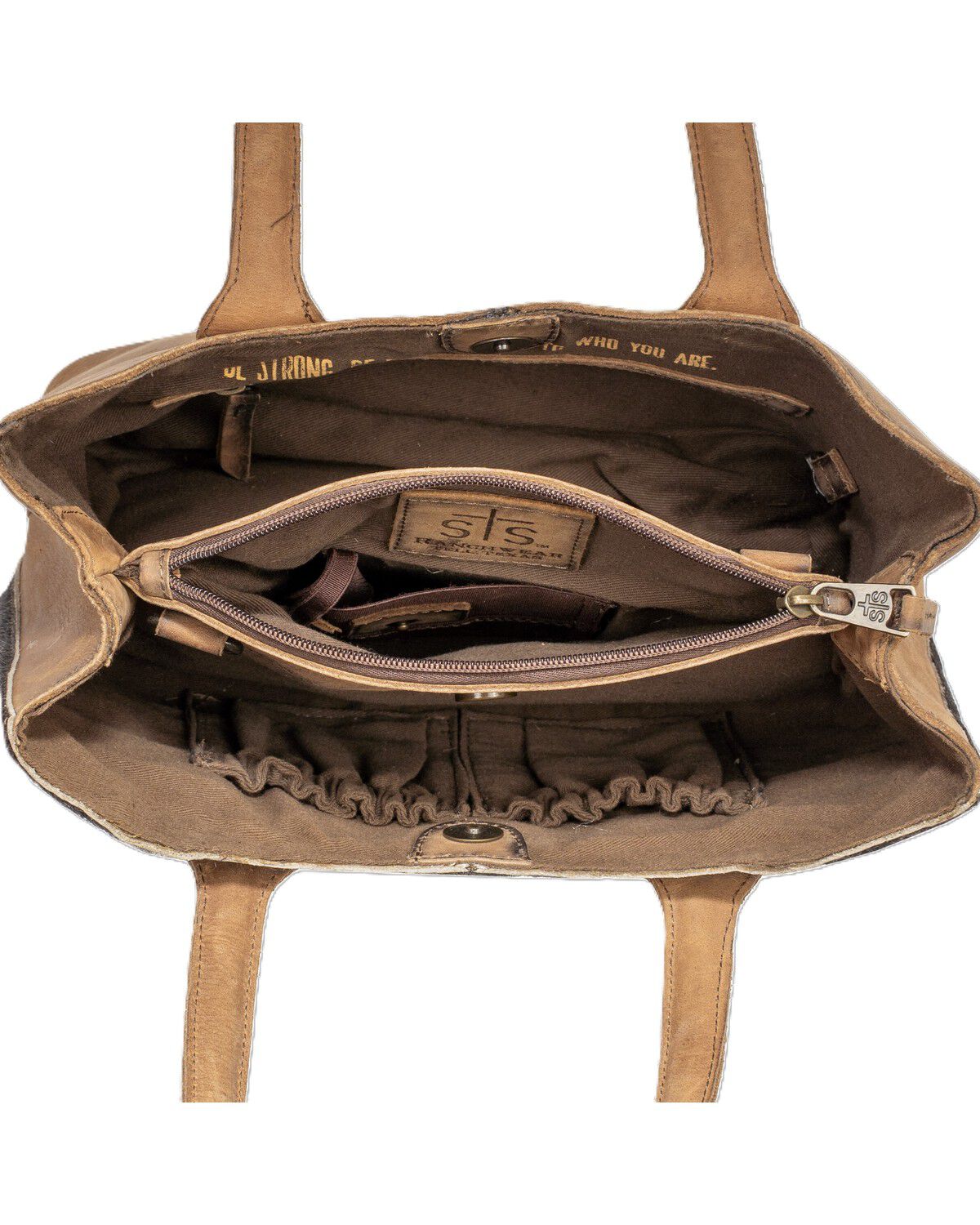 Image #5 - STS Ranchwear by Carroll Women's Cowhide Josie Satchel, Black/white, hi-res