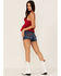 Image #3 - Shyanne Women's States Americana Embroidered High Rise 1/2 Shorts, , hi-res
