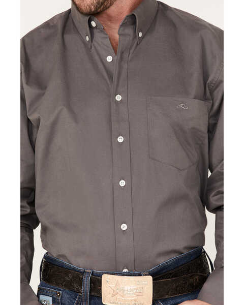 Image #3 - Resistol Men's Jax Solid Button Down Western Shirt , Dark Grey, hi-res