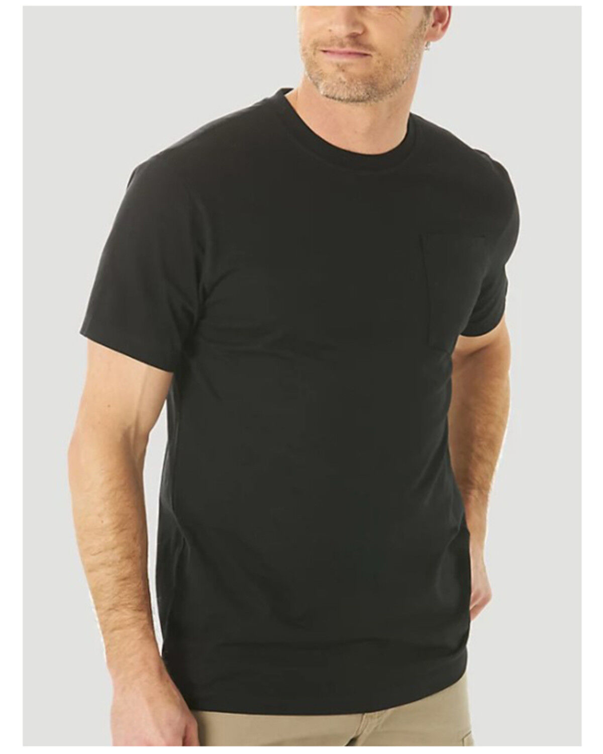 Image #1 - Wrangler Riggs Men's Solid Black Performance Short Sleeve Pocket Work T-Shirt, Black, hi-res