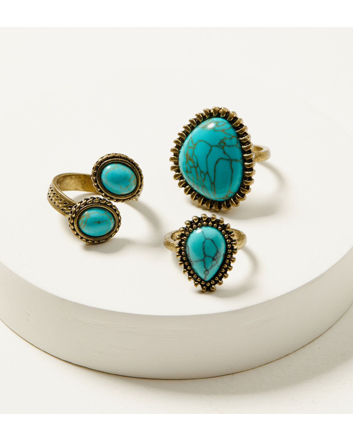 Image #1 - Shyanne Women's Free Form Ring Set - 3 Piece, Turquoise, hi-res