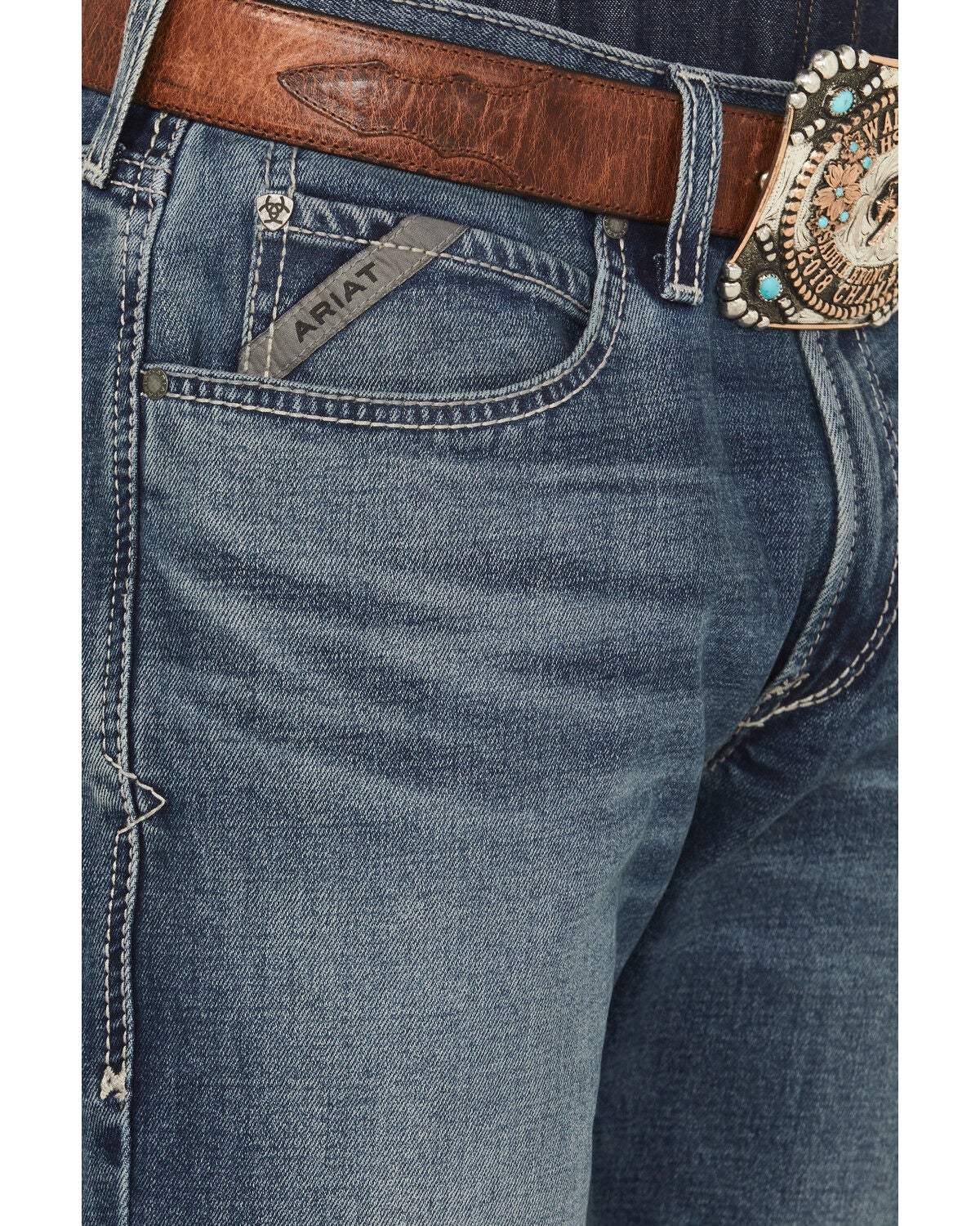 Image #2 - Ariat Men's M4 Silas Dayne Medium Wash Relaxed Bootcut Stretch Denim Jeans - Big, Medium Wash, hi-res