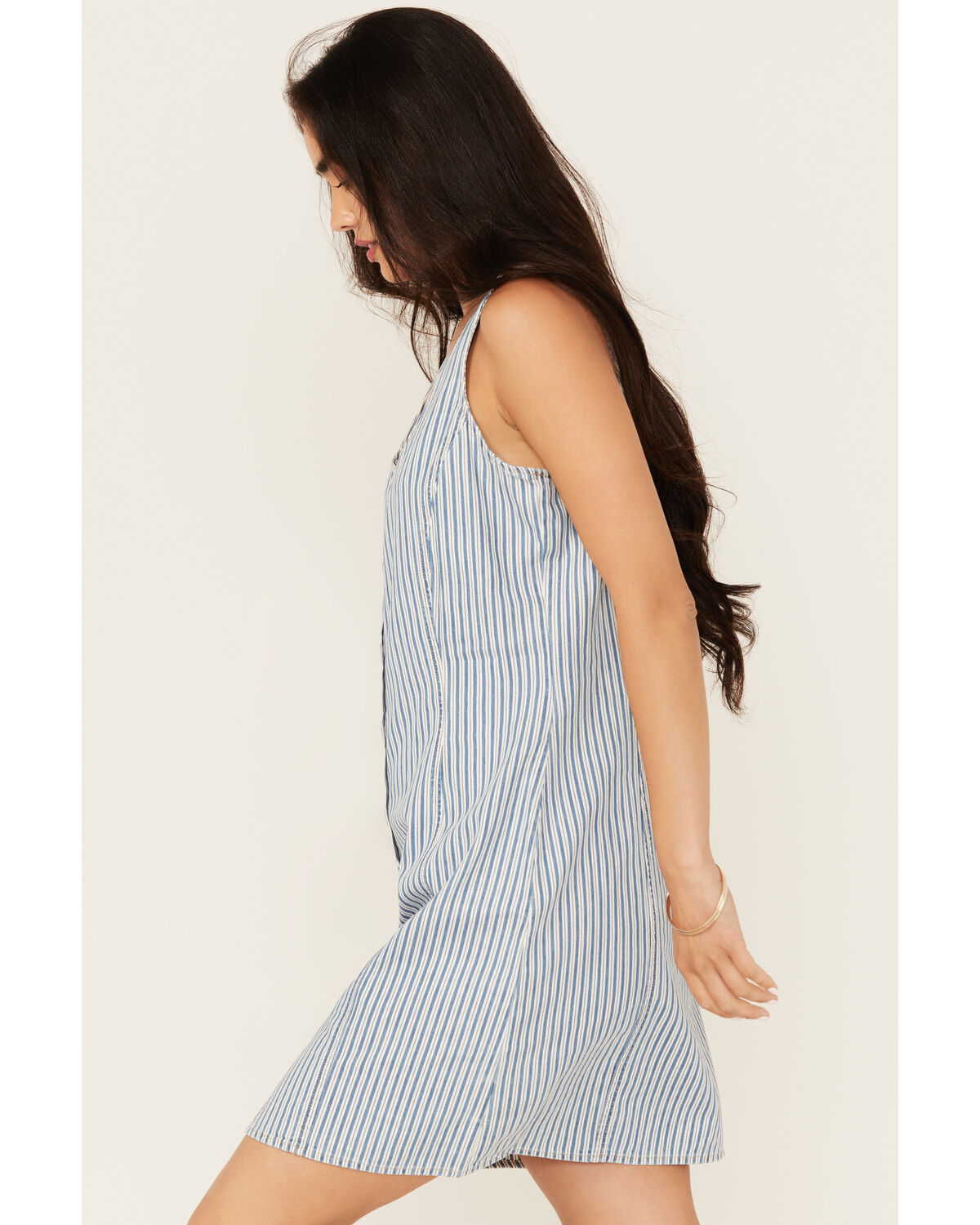 Image #2 - Wrangler Retro Women's Striped Print Sleeveless Button-Down Mini Dress, Blue, hi-res