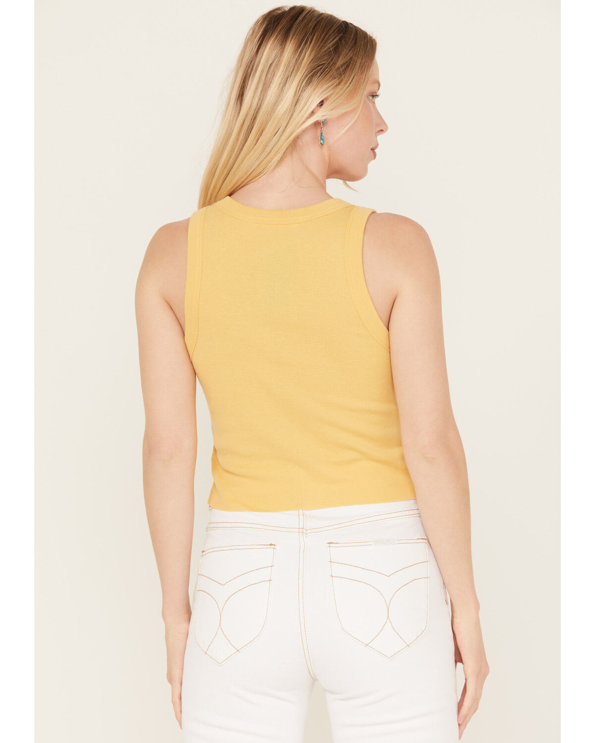 Image #4 - Youth in Revolt Women's California Motorcycle Cropped Tank, Yellow, hi-res