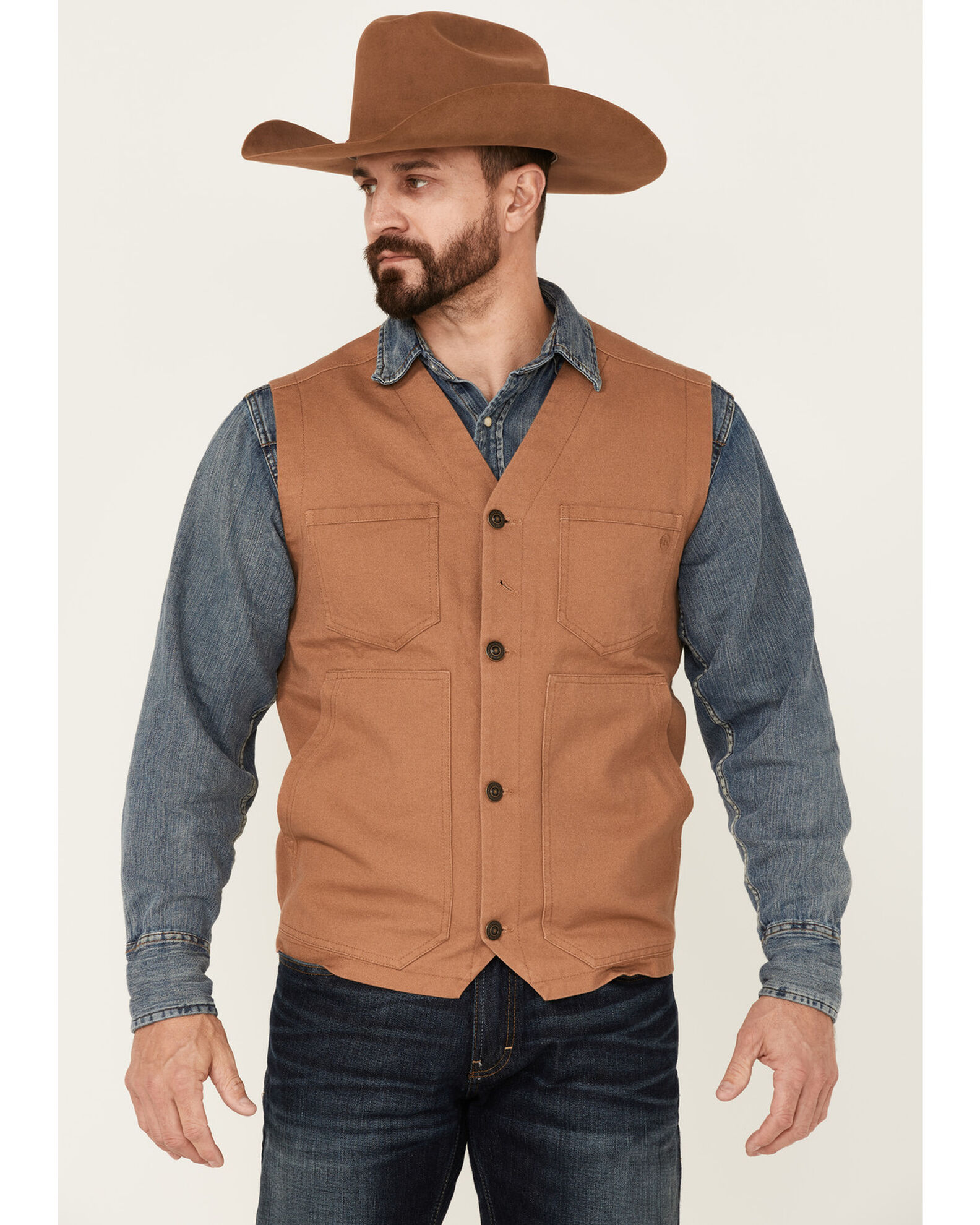 Blue Ranchwear Men s Solid Button Down Duck Canvas Vest Sheplers
