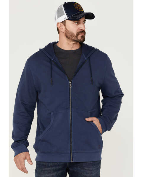 Brothers and Sons Men's Weathered French Terry Zip-Front Hooded Jacket, Navy, hi-res