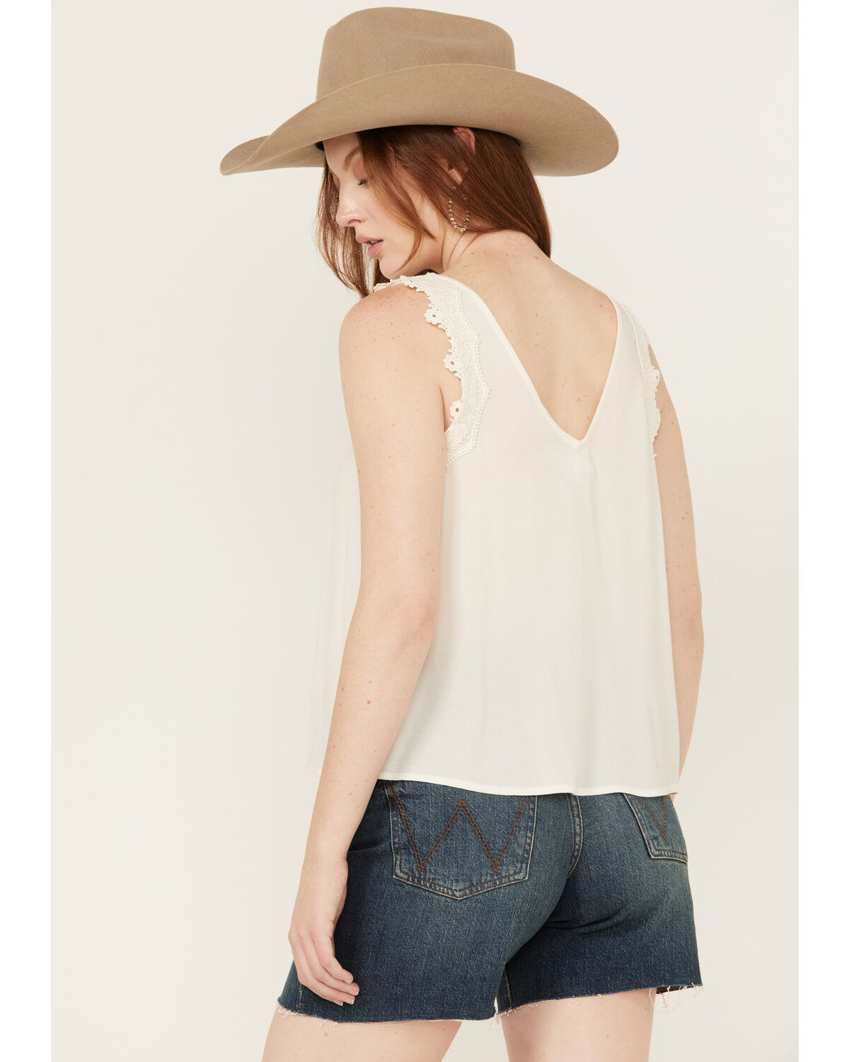 Image #4 - Eyeshadow Women's Lace Trim Tank Top, Ivory, hi-res
