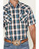 Image #3 - Ely Walker Men's Plaid Print Short Sleeve Snap Stretch Western Shirt - Big, Teal, hi-res