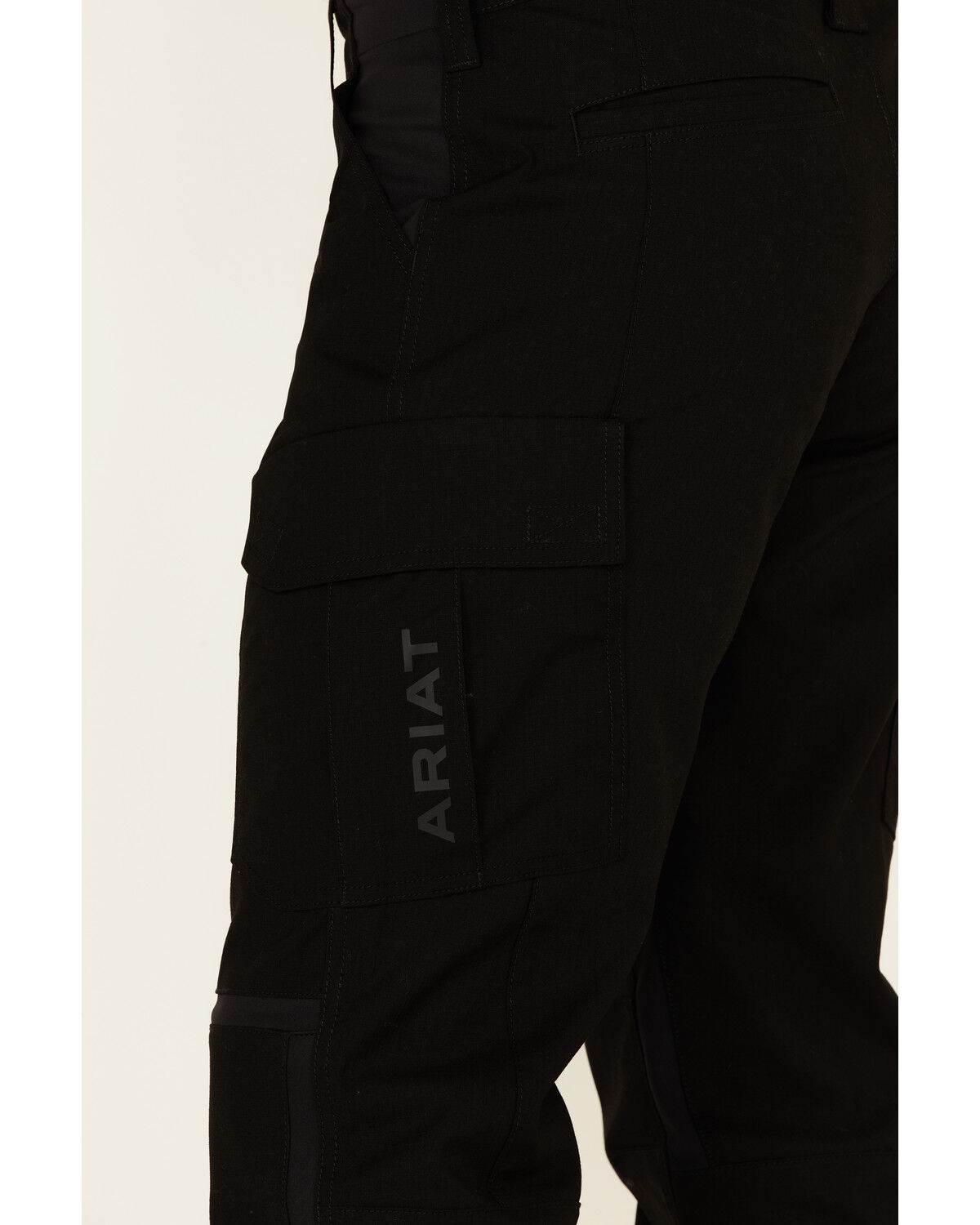 Image #4 - Ariat Men's M5 Rebar Durastretch Ripstop Cargo Tapered Straight Work Pants, Black, hi-res
