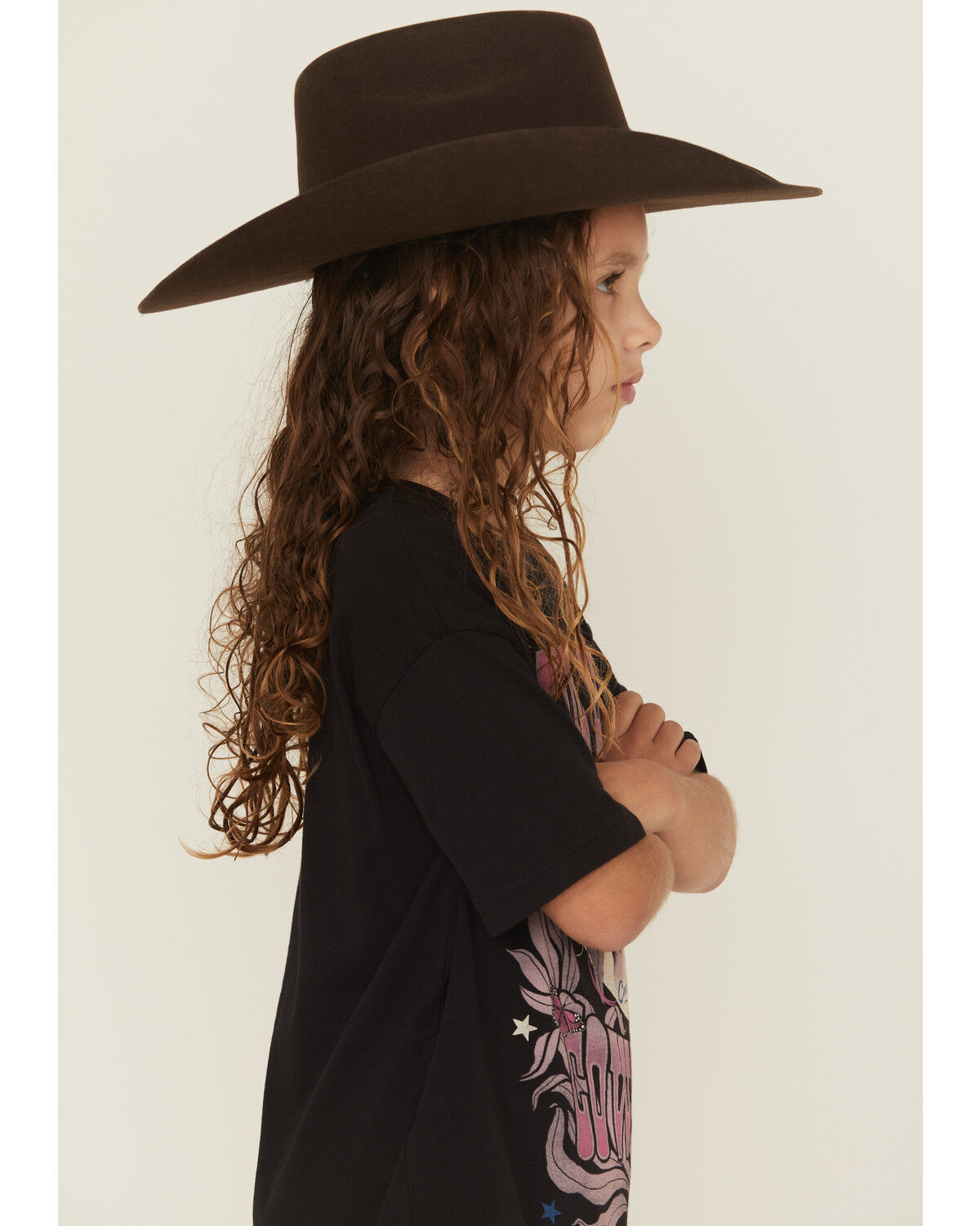 Image #2 - Wrangler X Lainey Girls' Long Live Cowgirls Short Sleeve Graphic Tee, Black, hi-res