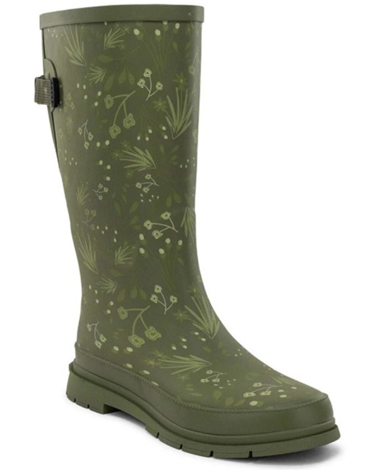 Image #1 - Western Chief Women's Flowered Medley Tall Rain Boots - Round Toe, Green, hi-res