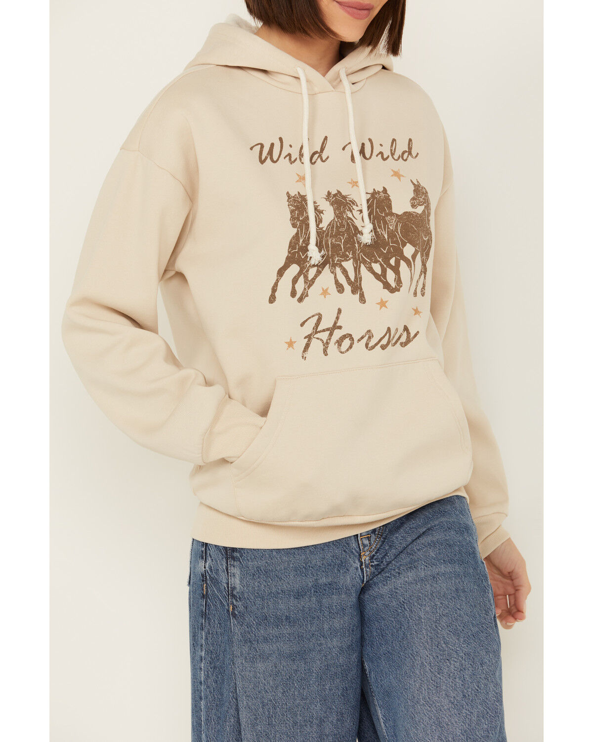 Image #3 - Youth In Revolt Women's Hold Horses Graphic Hoodie, Taupe, hi-res