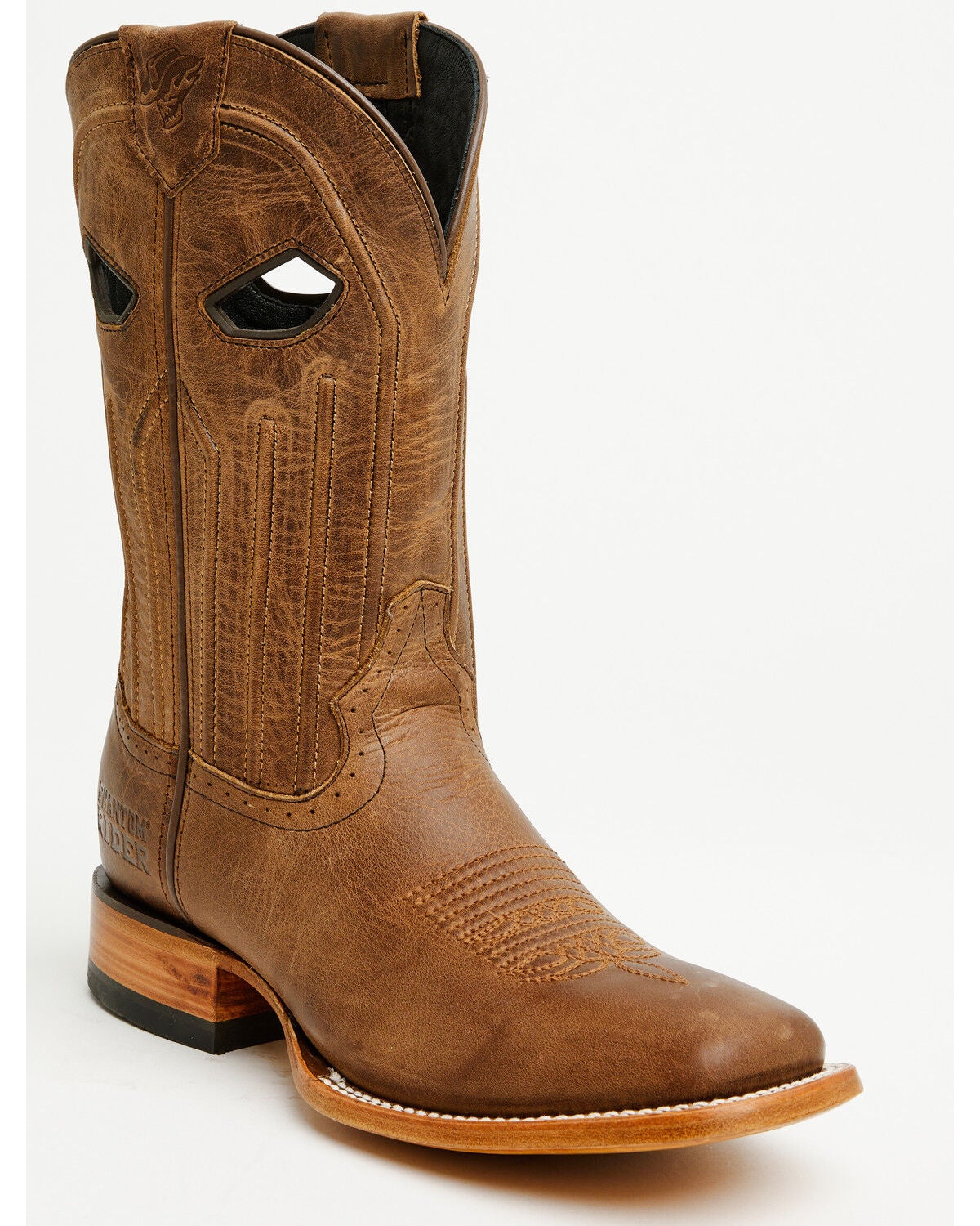 Phantom Rider Men's Roper Western Boots - Broad Square Toe, Caramel, hi-res