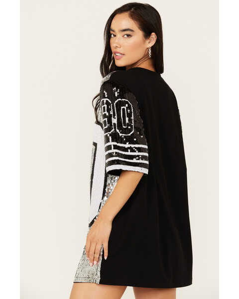 Image #4 - Why Dress Women's Game On Jersey Sequins Oversized Tee, Silver, hi-res