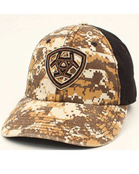 Ariat Men's Digital Camo Print Embroidered Shield Logo Ball Cap , Camouflage, hi-res