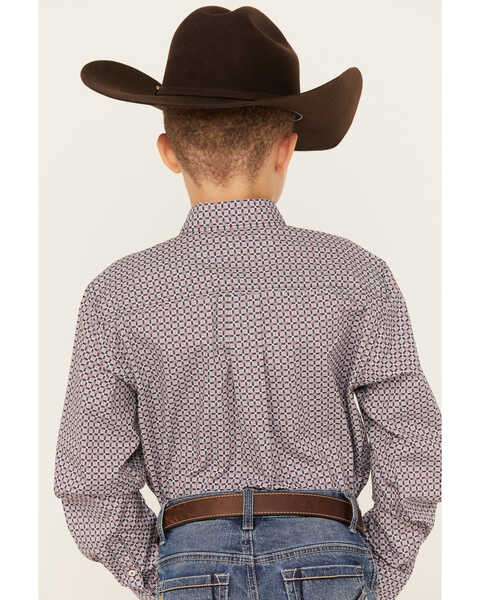 Image #4 - Cinch Boys' Print Long Sleeve Button-Down Western Shirt , Purple, hi-res