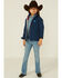 Hooey Girls' Softshell Zip-Front Jacket , Navy, hi-res