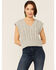 Image #1 - Very J Women's Heather Grey Cable Knit Cropped Sweater Vest, , hi-res