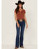 Image #4 - RANK 45® Women's Southwestern Burnout Henley Tee, Rust Copper, hi-res