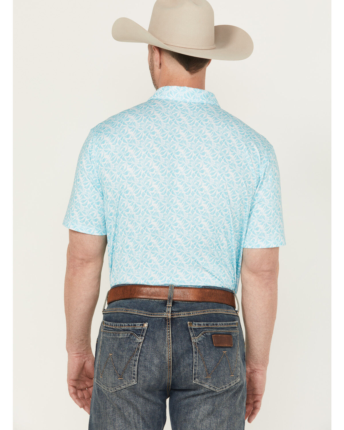Image #4 - Ariat Men's 360 Airflow Printed Short Sleeve Polo, Blue, hi-res