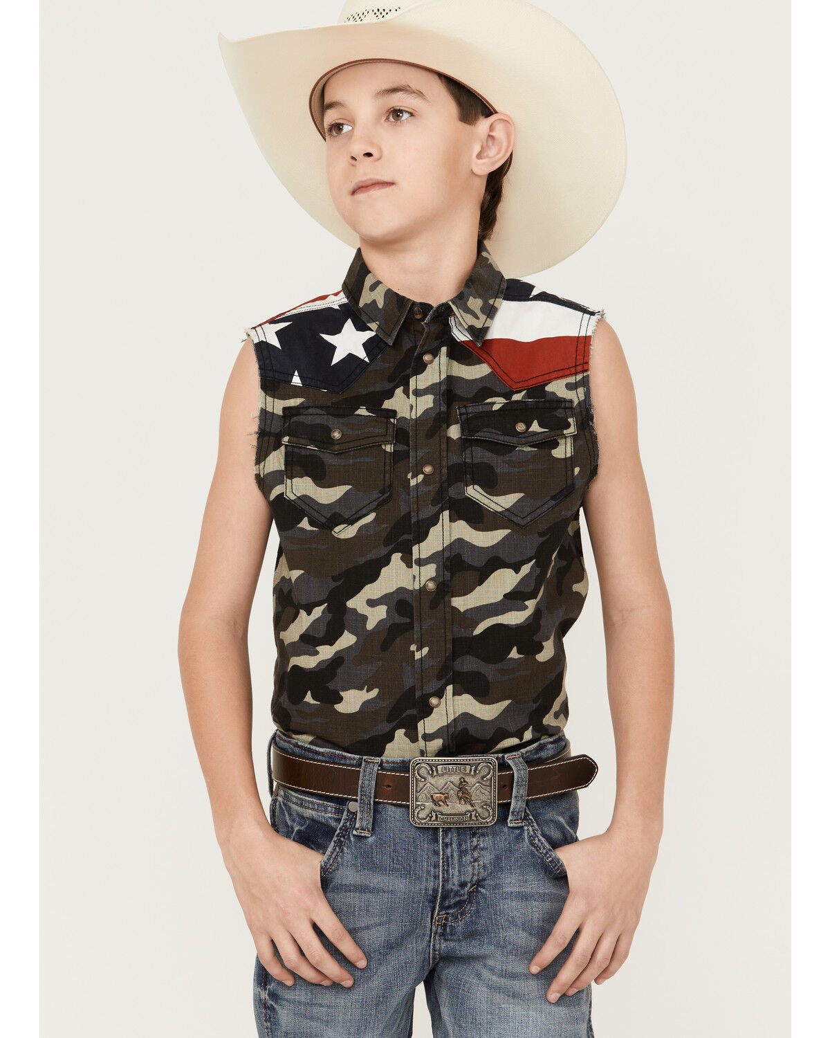 Image #1 - Cody James Boys' Camo Print Sleeveless Bubba Shirt, , hi-res