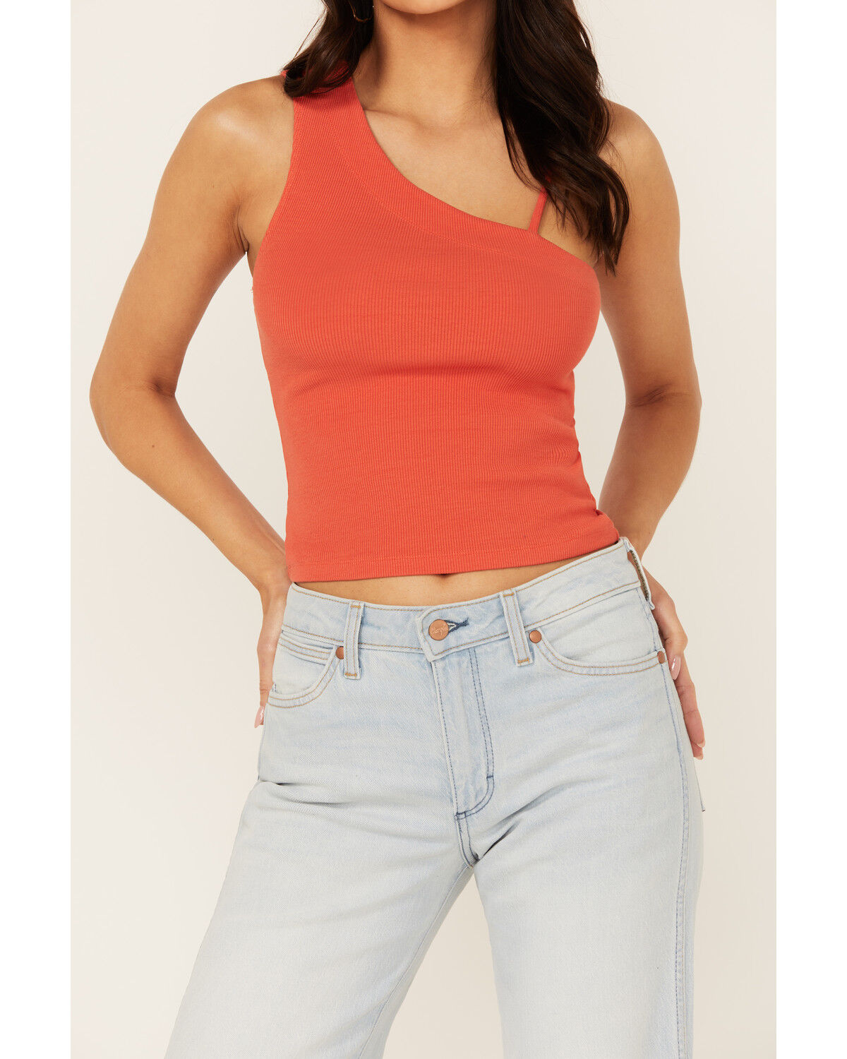 Image #3 - People of Leisure Women's Hollie One Shoulder Tank, Orange, hi-res