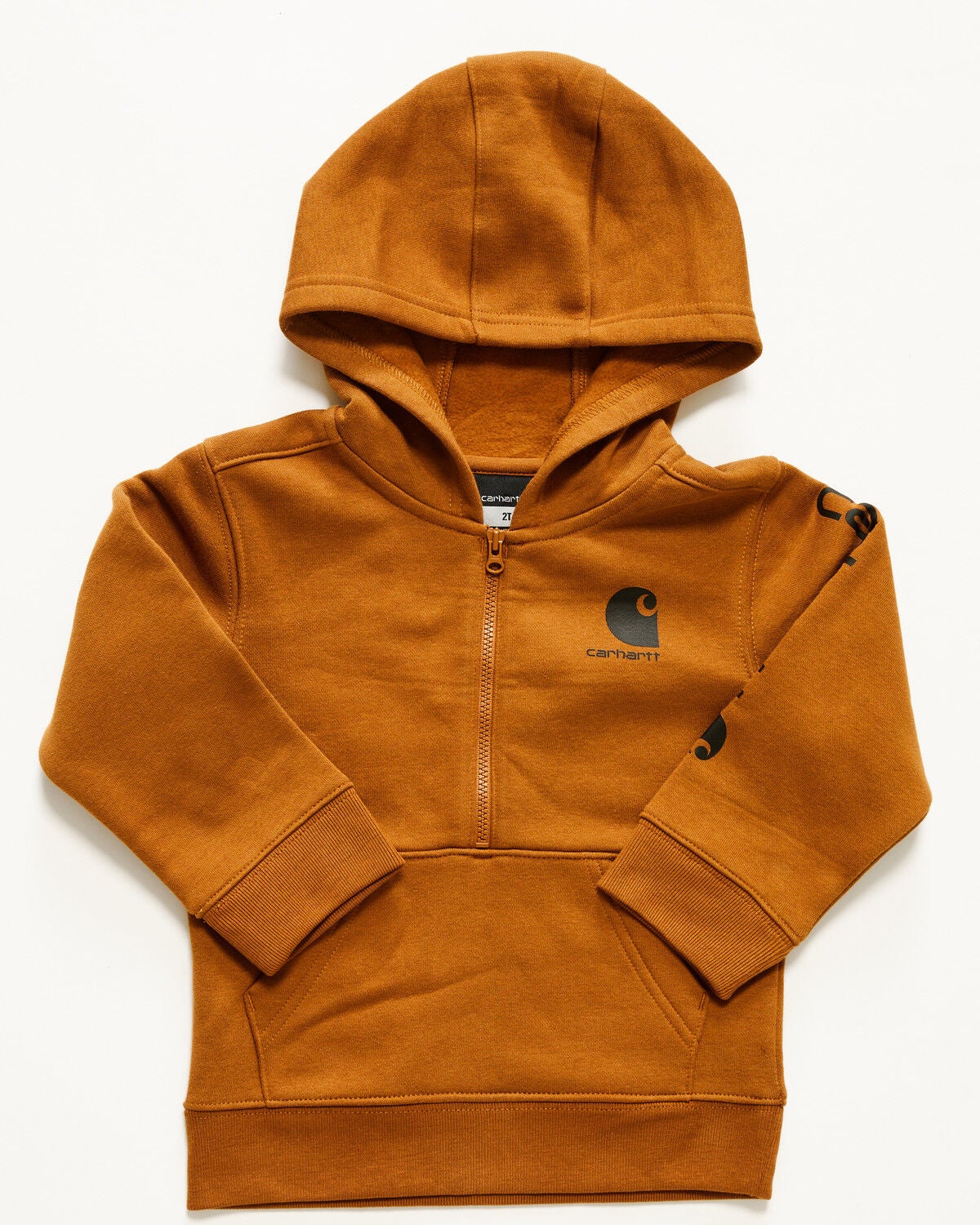 Carhartt Toddler Boys' Half Zip Hooded Sweatshirt, Brown, hi-res