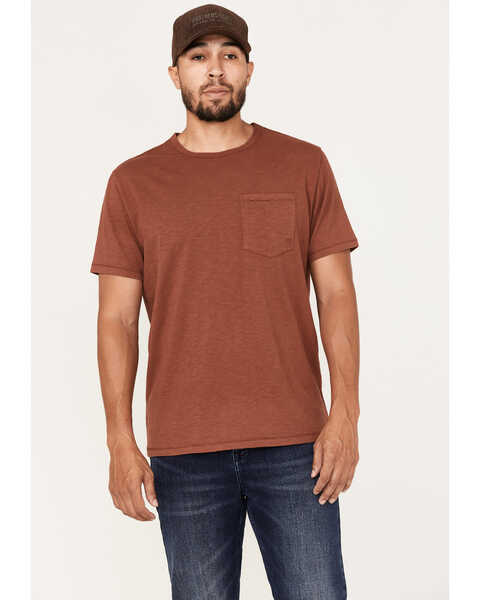 Brothers & Sons Men's Solid Basic Pocket T-Shirt , Dark Orange, hi-res