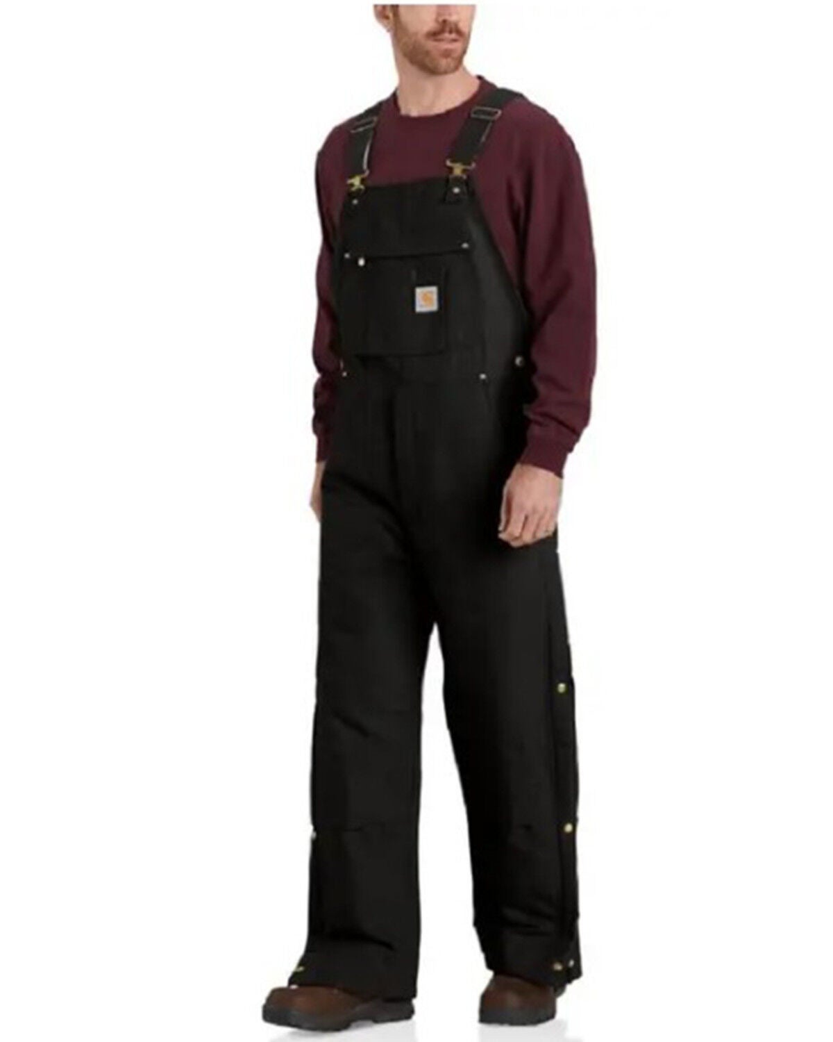 Image #1 - Carhartt Men's Loose Fit Firm Duck Insulated Bib Overalls - Tall, Black, hi-res