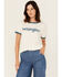 Image #1 - Wrangler Women's Logo Short Sleeve Ringer Tee, White, hi-res