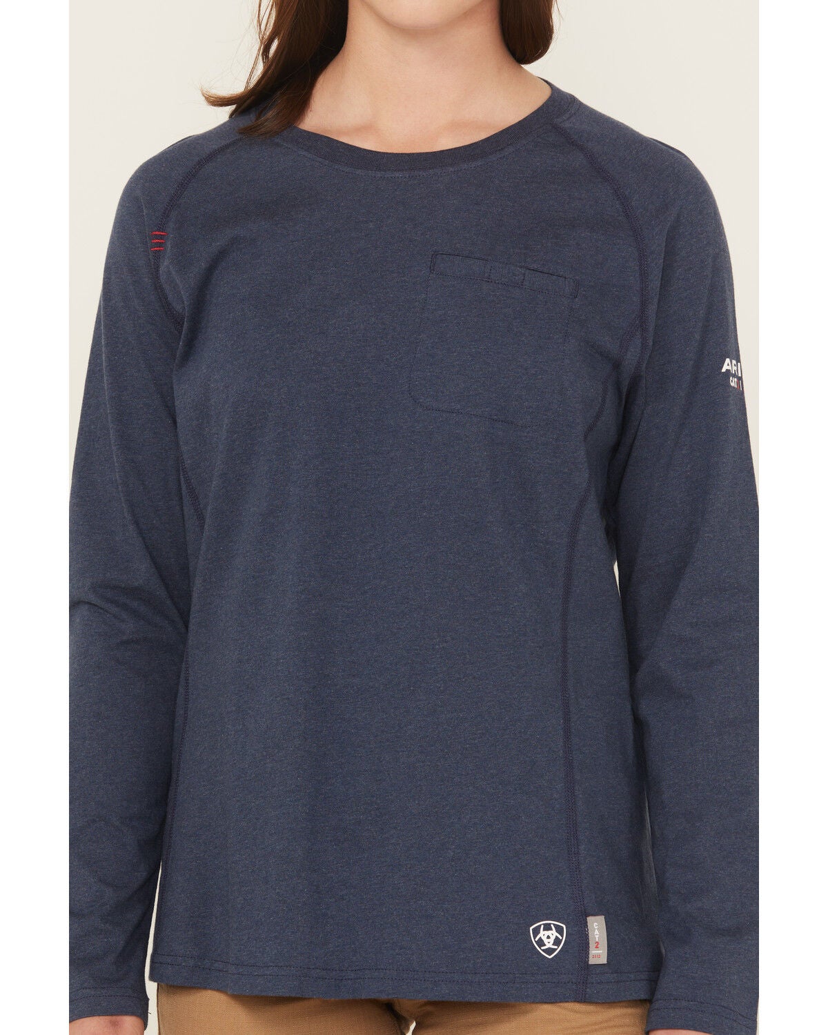 Image #3 - Ariat Women's FR Air Crew Long Sleeve Work Tee, Navy, hi-res