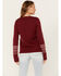 Image #4 - Cotton & Rye Women's Long Horn Sweater , Wine, hi-res
