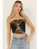 Image #1 - Originality Women's Sequin Strapless Graphic Bandana Top, Black, hi-res
