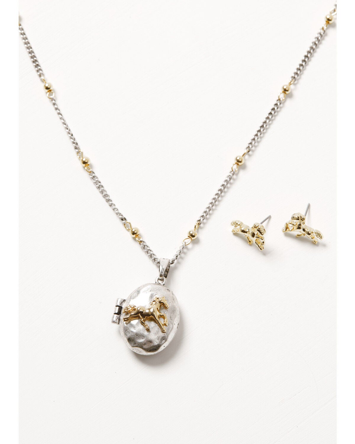Shyanne Women's Western Muse Horse Locket Jewelry Set - 2 Piece, Gold, hi-res