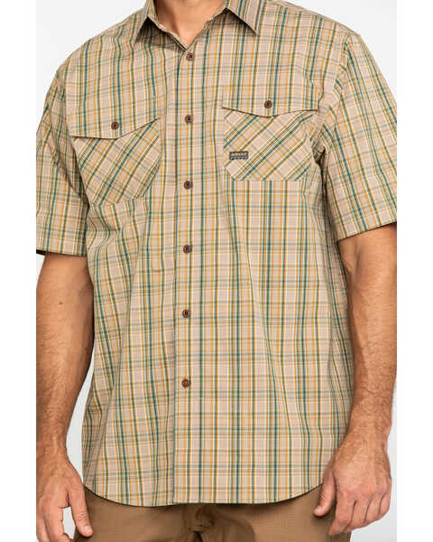 Image #4 - Ariat Men's Tan Plaid Rebar Made Tough Short Sleeve Work Shirt, Beige/khaki, hi-res